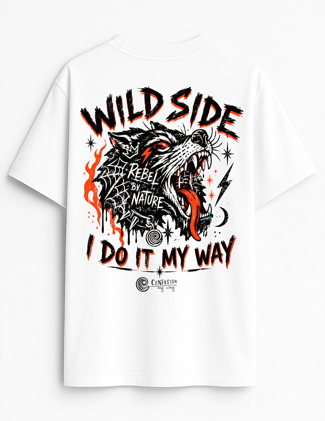 REBEL BY NATURE WHITE TEE OVERSIZE