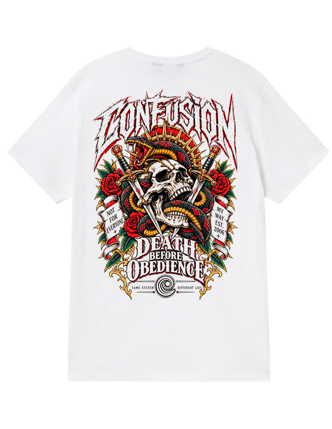 DEATH BEFORE OBEDIENCE WHITE TSHIRT