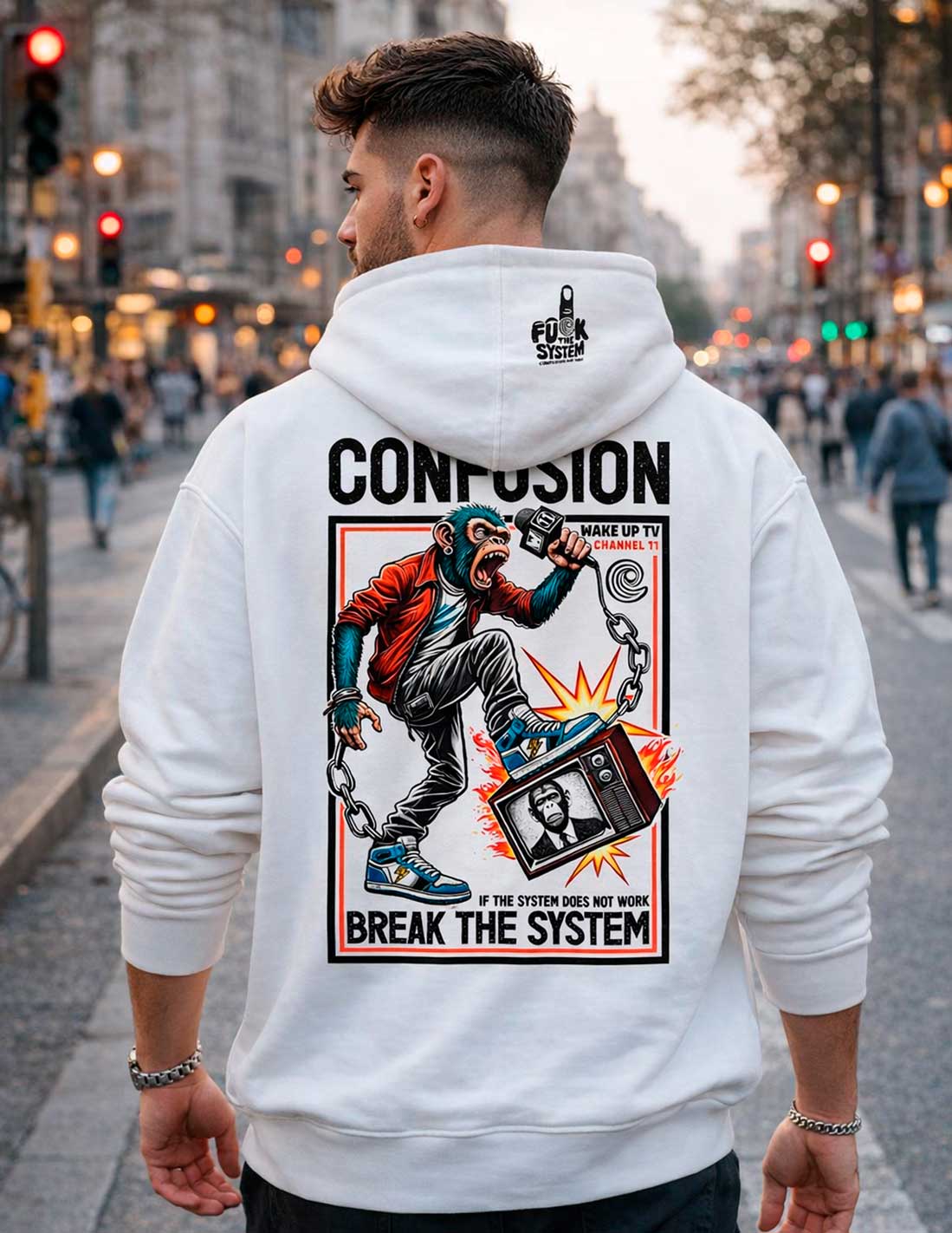 BREAK THE SYSTEM WHITE HOODIE LIMITED EDITION