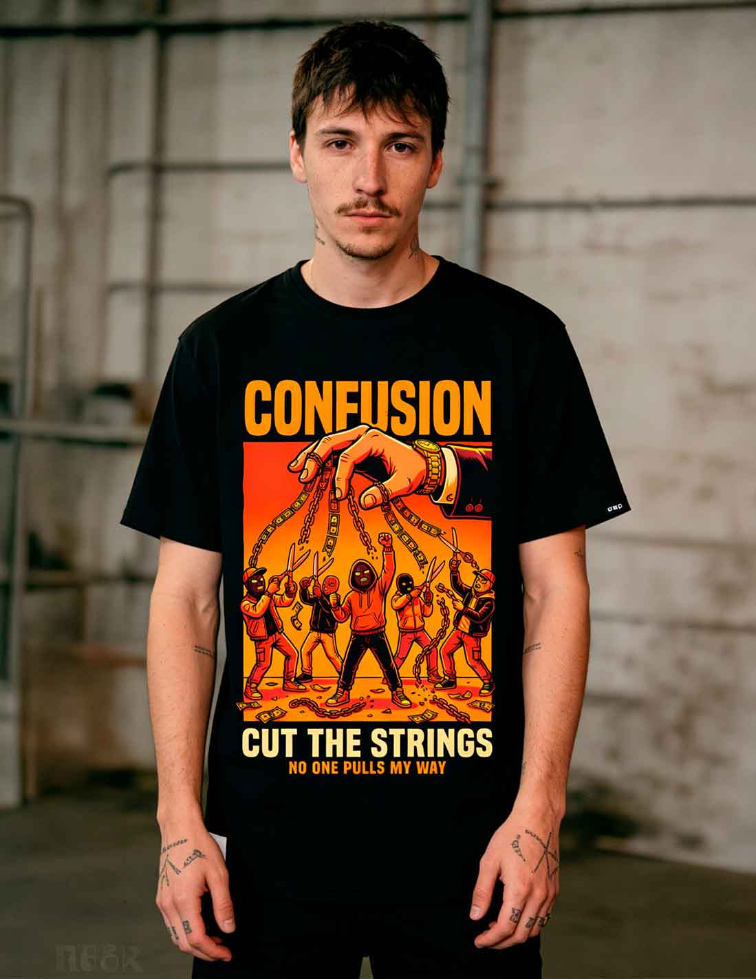 CUT THE STRINGS BLACK TEE