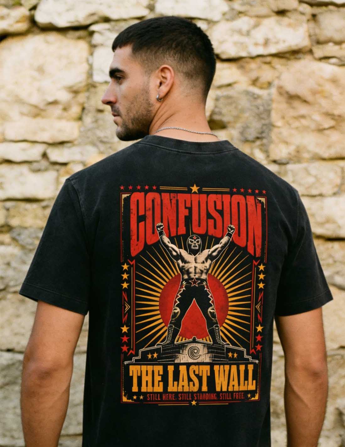 THE LAST WALL TEE BLACK OVERSIZE HARD LAVADO PIEDRA