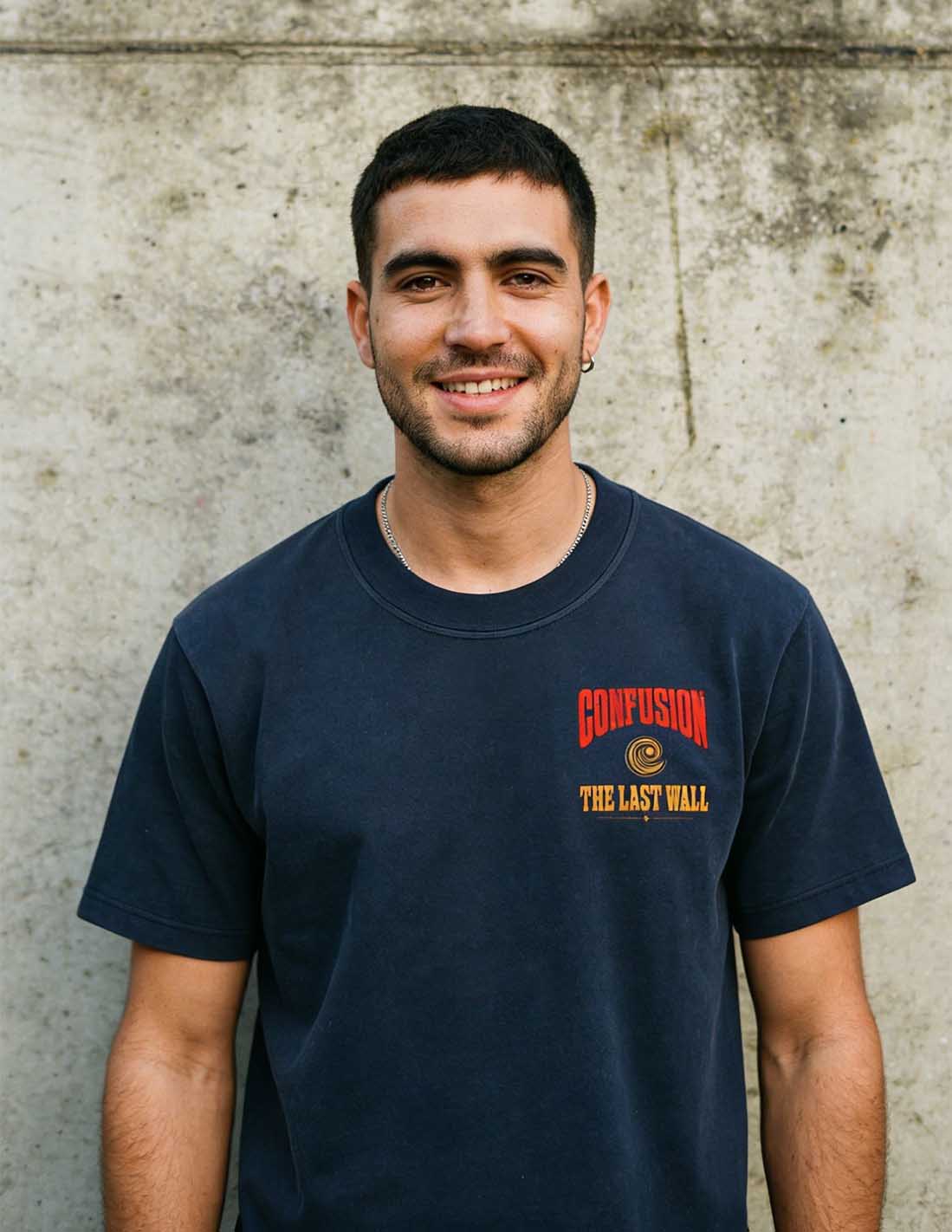 THE LAST WALL TEE MARITIME BLUE OVERSIZE HARD LAVADO PIEDRA