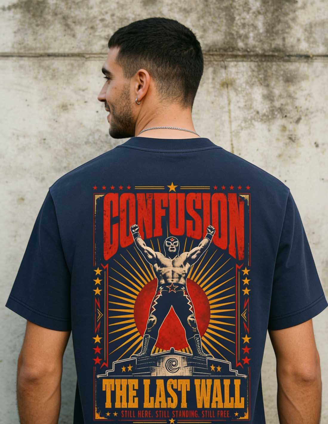 THE LAST WALL TEE MARITIME BLUE OVERSIZE HARD LAVADO PIEDRA