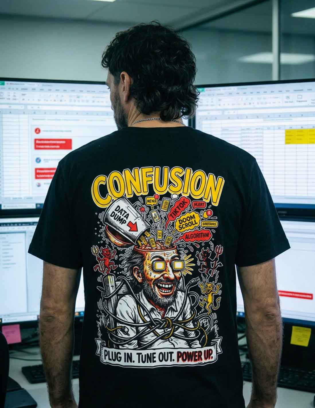 POWER UP BLACK TEE