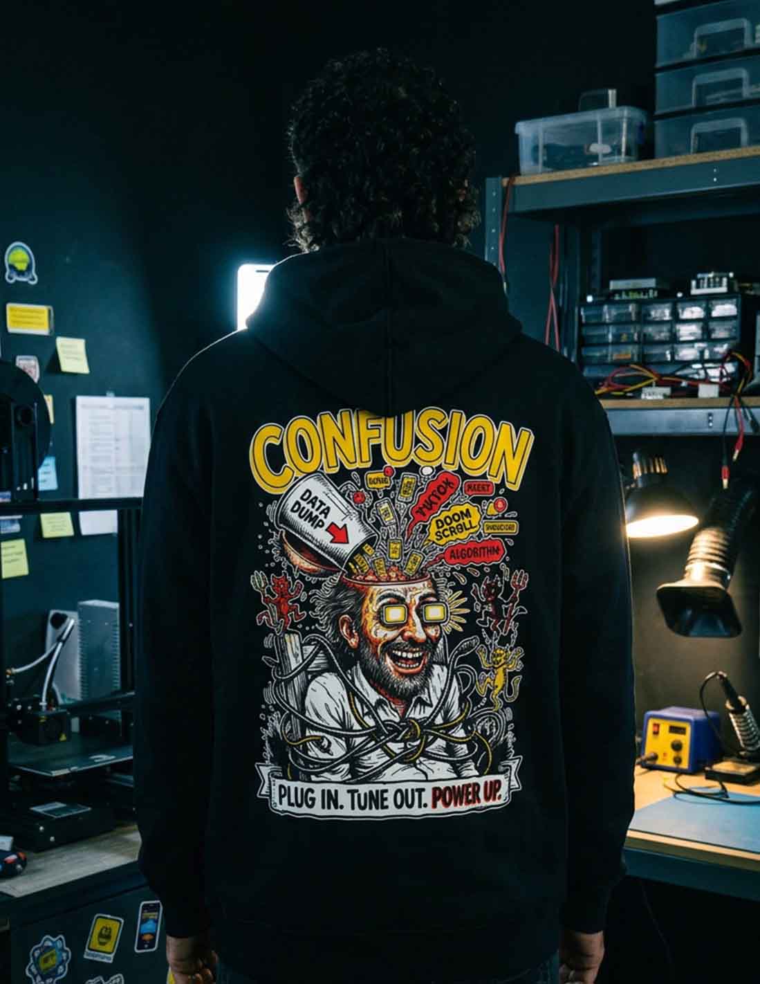 POWER UP BLACK HOODIE