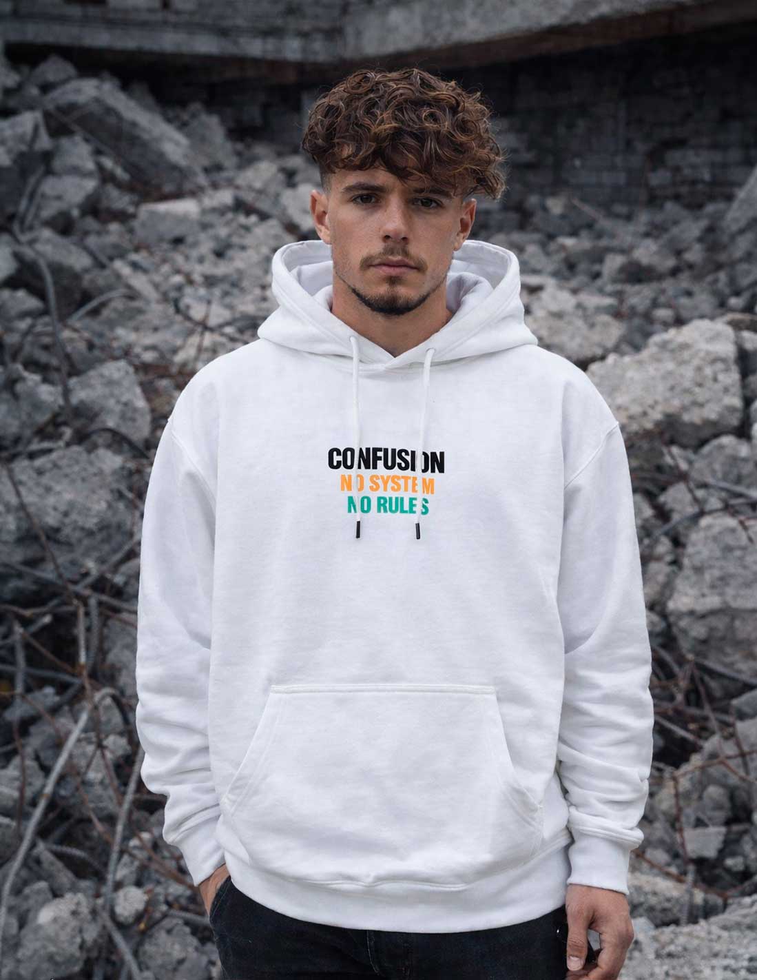 NO SYSTEM NO RULES WHITE HOODIE LIMITED EDITION