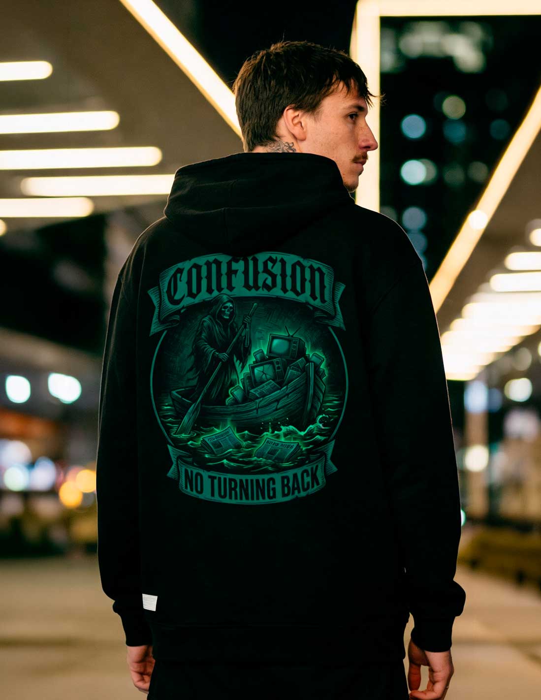 NO TURNING BLACK HOODIE