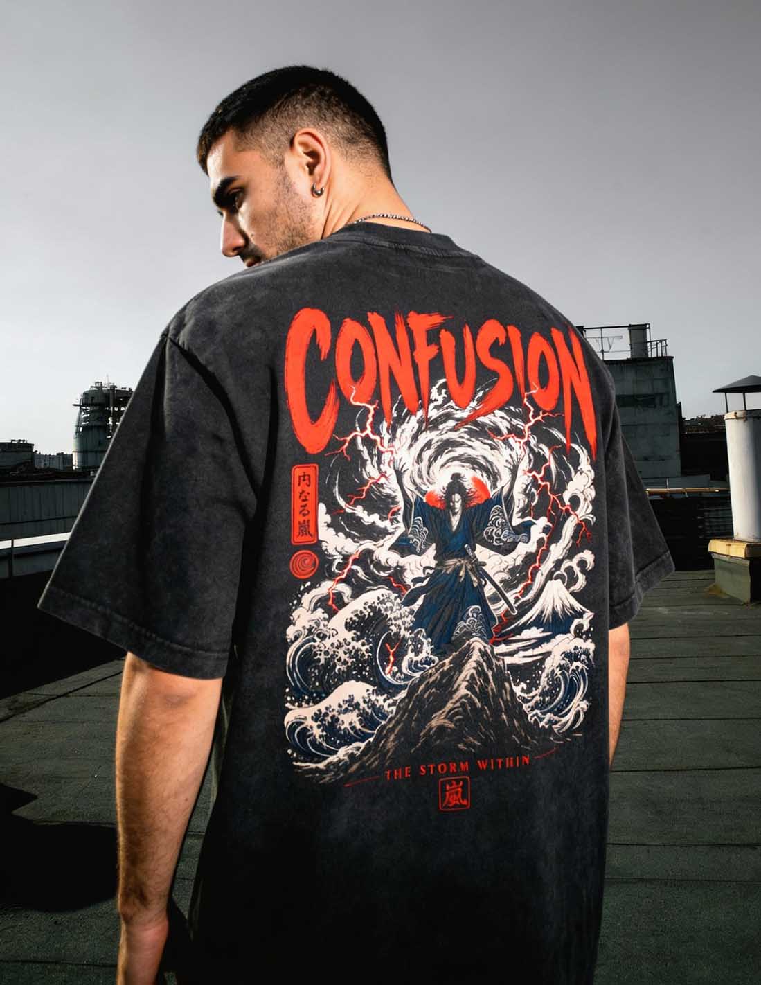 STORM CARBON BLACK TEE OVERSIZE HARD PATTERN