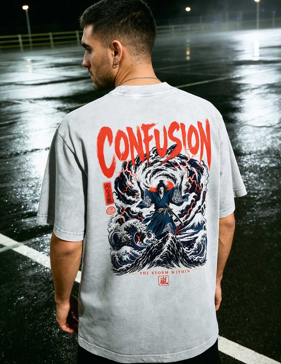 STORM SILVER GREY TEE OVERSIZE HARD PATTERN