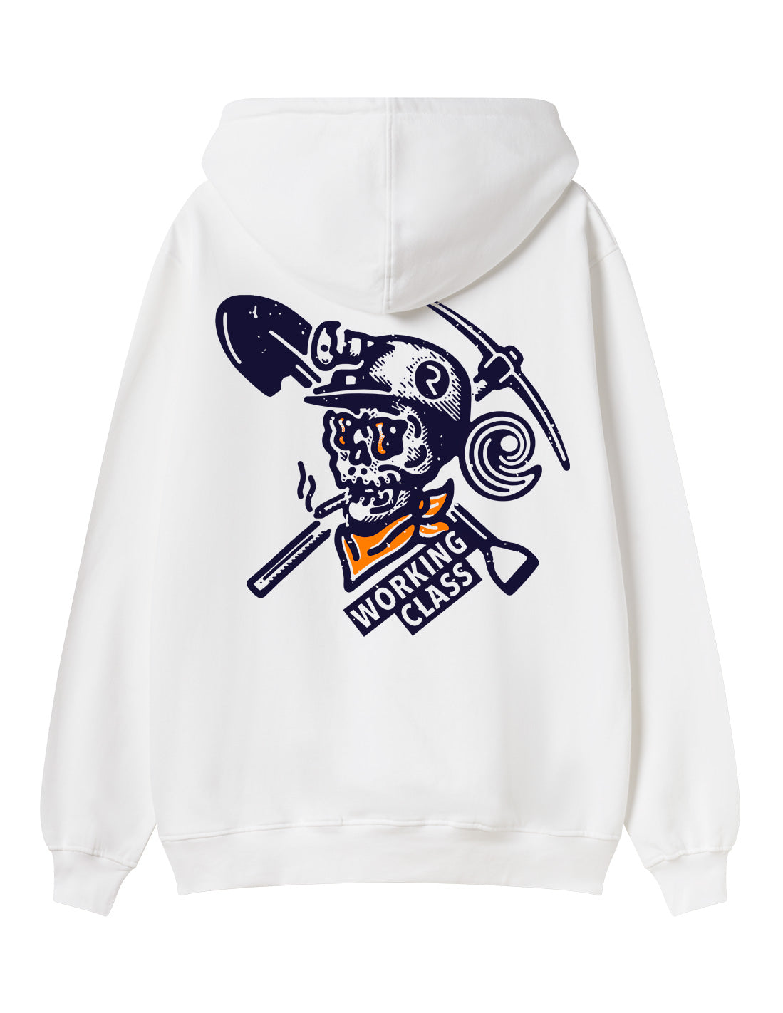 WORKING CLASS WHITE HOODIE PICK AND SHOVEL LIMITED EDITION