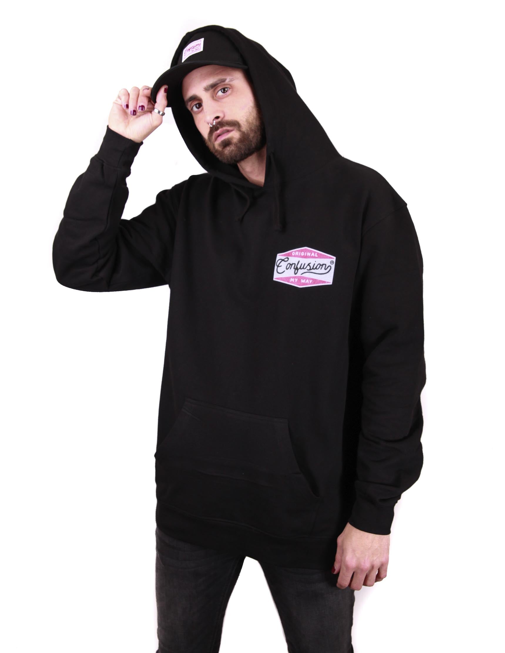 HANDCRAFTED LOGO NAFTA BLACK HOODIE LIMITED EDITION