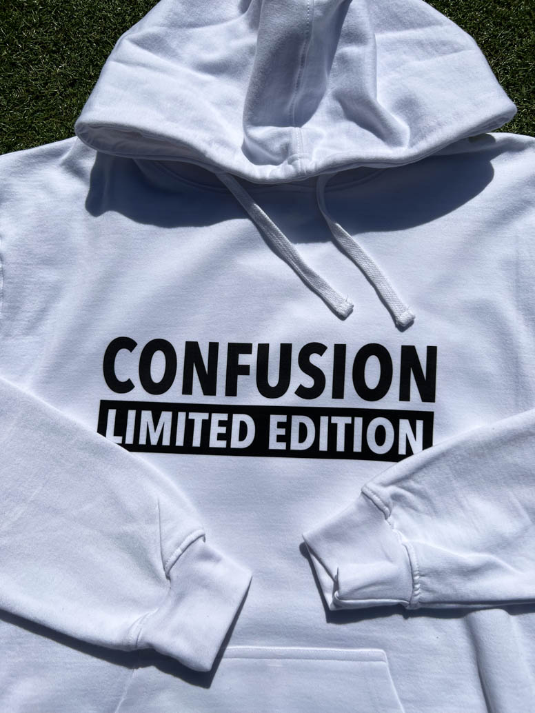 CONFUSION LIMITED EDITION WHITE HOODIE