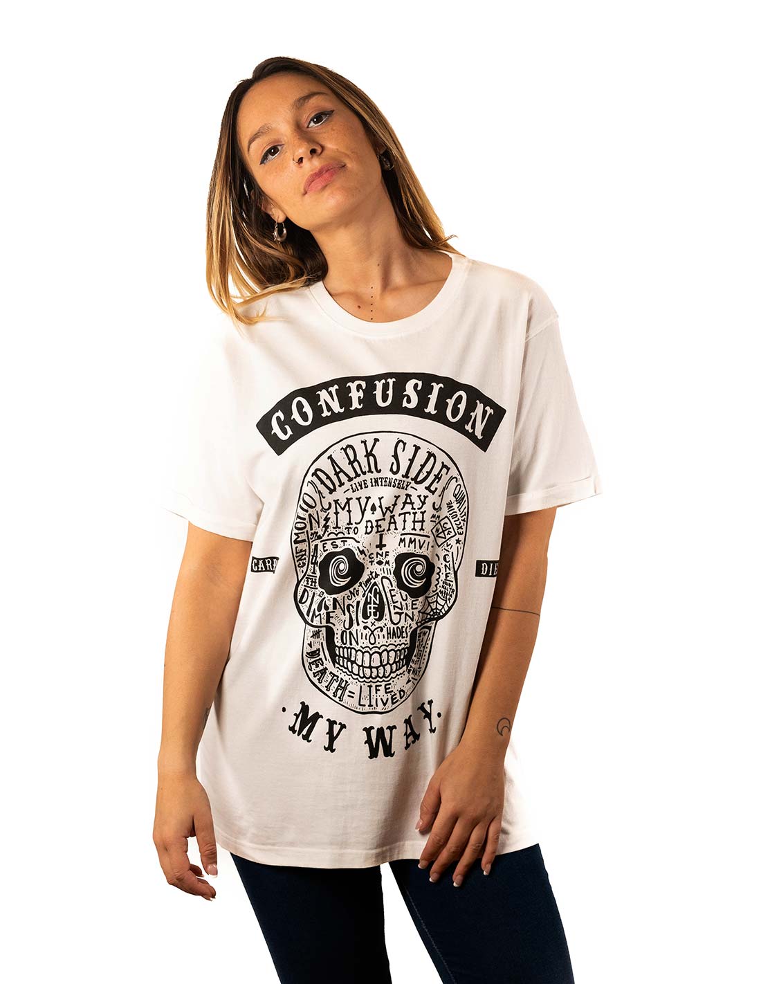 MY WAY SKULL V2 WHITE TEE