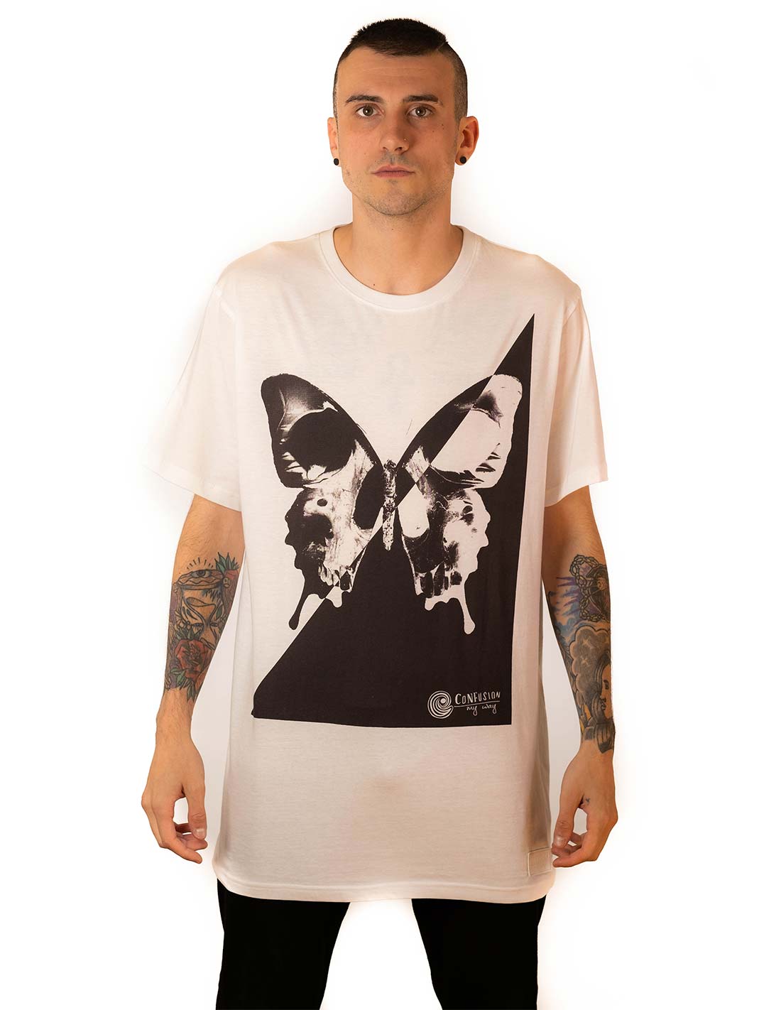 SKULL BUTTERFLY WHITE TEE