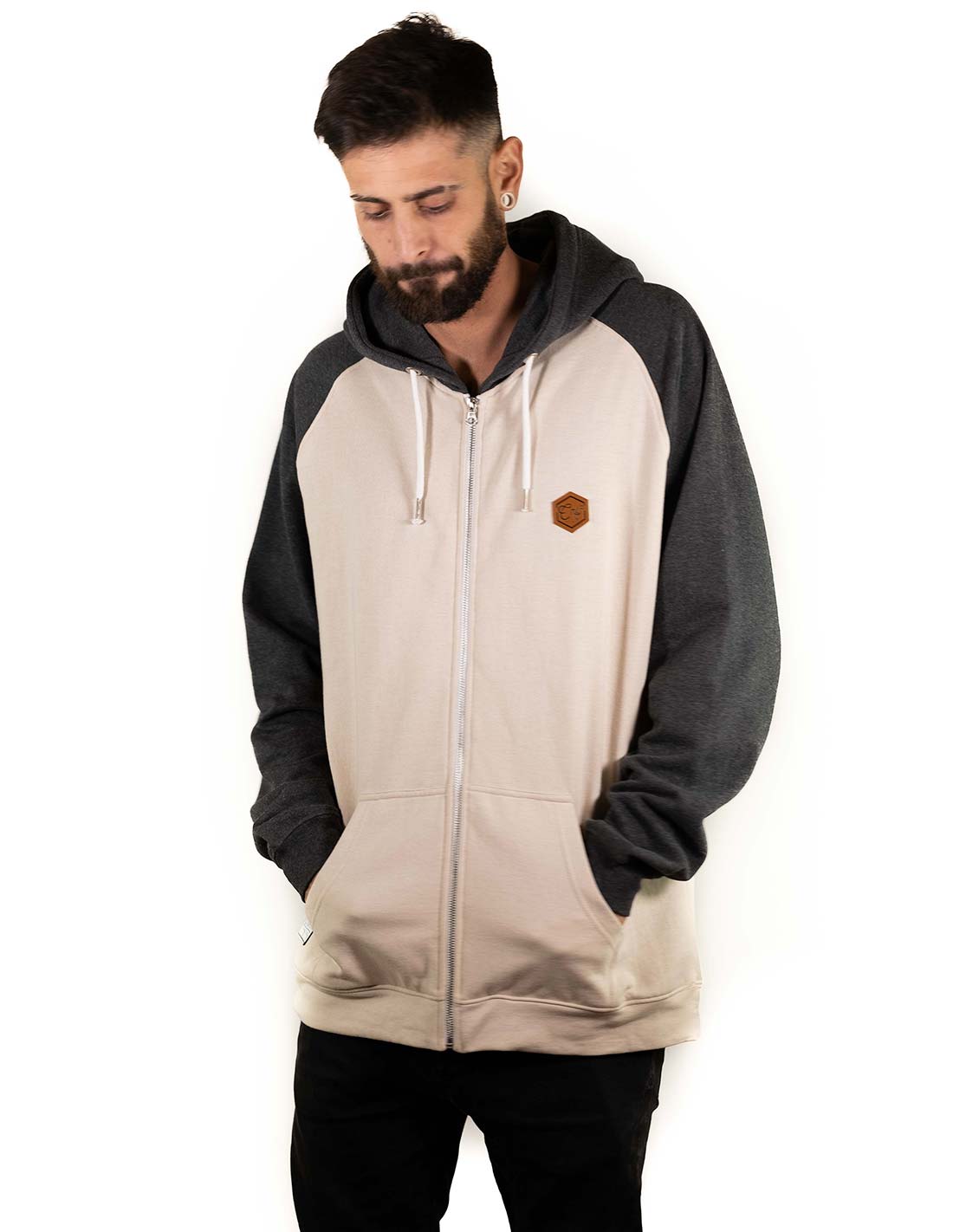 HEXAGON ZIPPER BEIGE